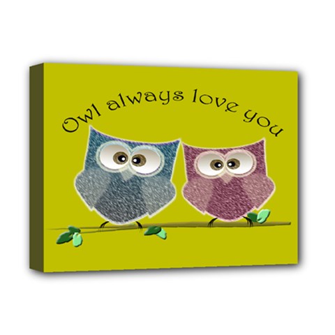 Owl Always Love You, Cute Owls Deluxe Canvas 16  X 12  (stretched)  by DigitalArtDesgins