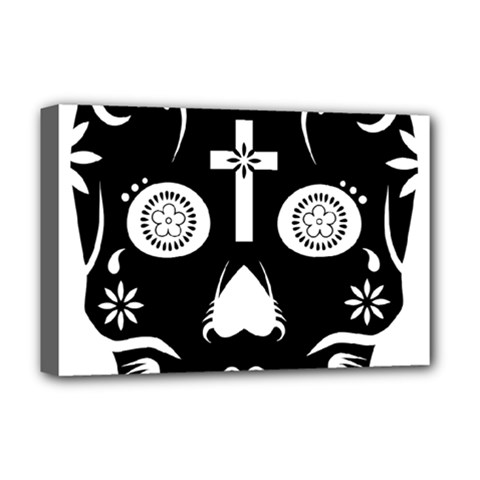 Sugar Skull Deluxe Canvas 18  X 12  (framed) by asyrum