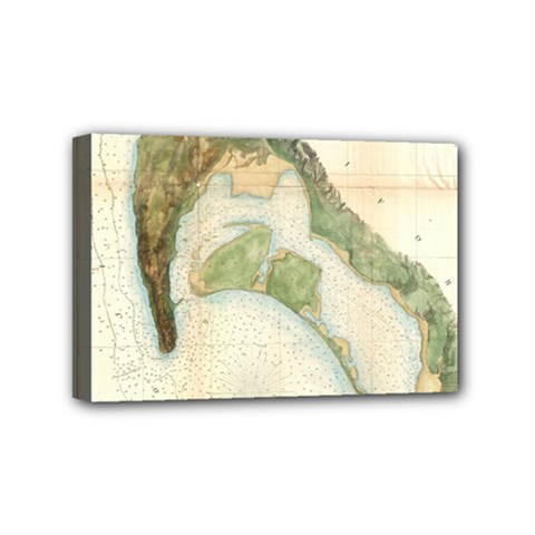 Vintage Map Of The San Diego Bay (1857) Mini Canvas 6  X 4  (framed) by Alleycatshirts