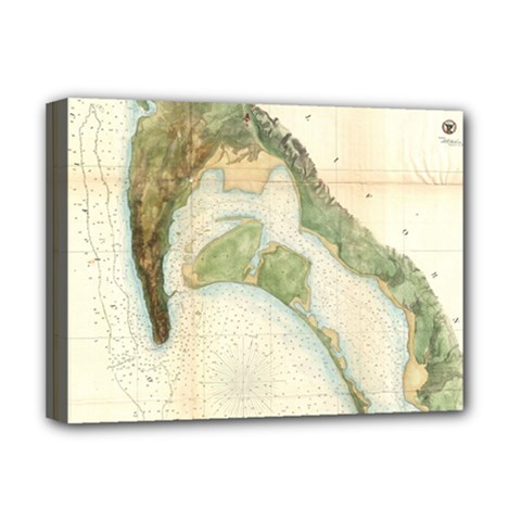 Vintage Map Of The San Diego Bay (1857) Deluxe Canvas 16  X 12  (framed)  by Alleycatshirts