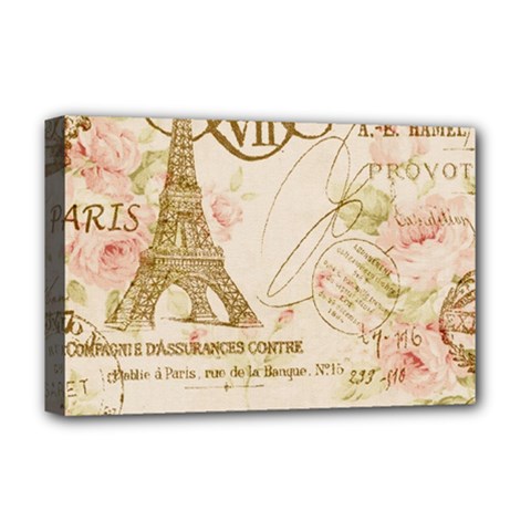 Floral Eiffel Tower Vintage French Paris Art Deluxe Canvas 18  X 12  (framed) by chicelegantboutique