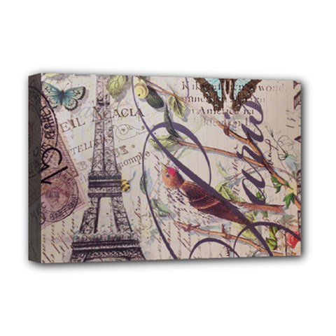 Paris Eiffel Tower Vintage Bird Butterfly French Botanical Art Deluxe Canvas 18  X 12  (framed) by chicelegantboutique
