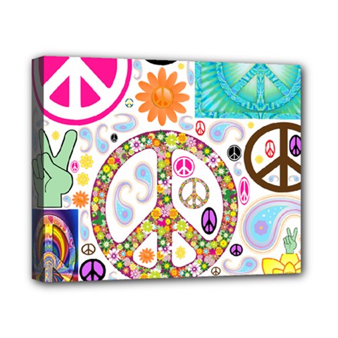 Peace Collage Canvas 10  X 8  (framed)