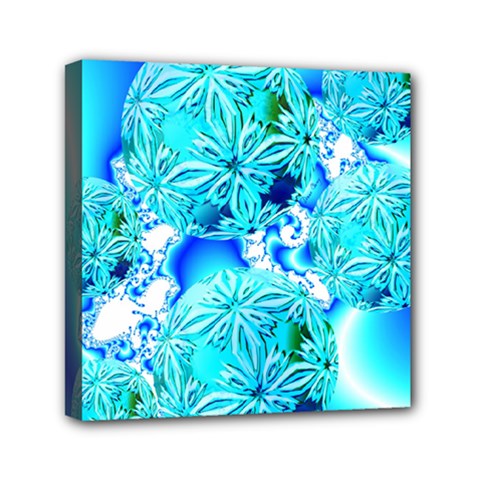 Blue Ice Crystals, Abstract Aqua Azure Cyan Mini Canvas 6  X 6  (stretched) by DianeClancy
