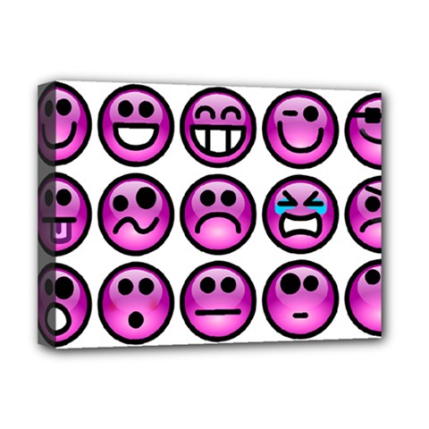 Chronic Pain Emoticons Deluxe Canvas 16  X 12  (framed)  by FunWithFibro