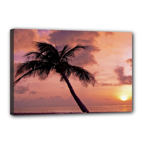 Sunset At The Beach Canvas 18  X 12  (framed) by StuffOrSomething