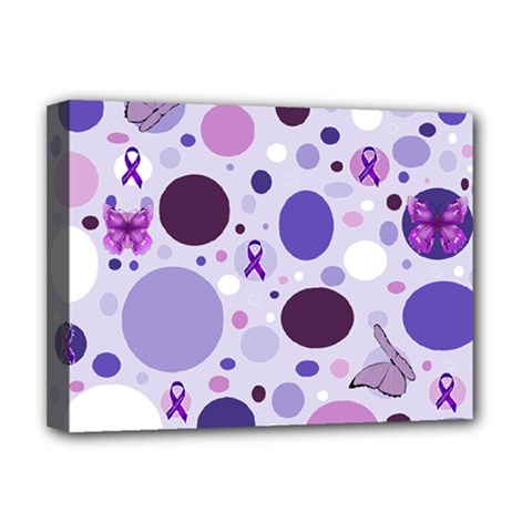 Purple Awareness Dots Deluxe Canvas 16  X 12  (framed)  by FunWithFibro