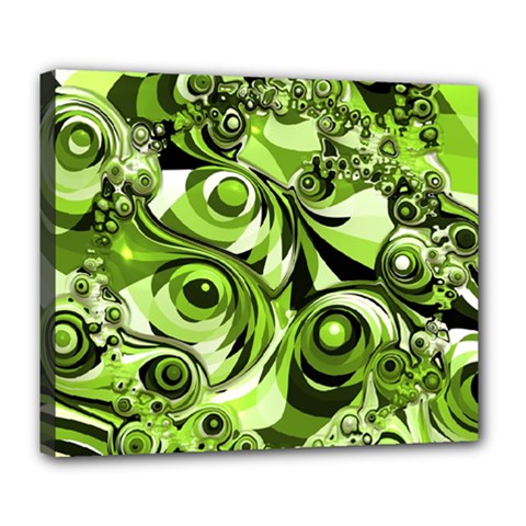 Retro Green Abstract Deluxe Canvas 24  X 20  (framed) by StuffOrSomething