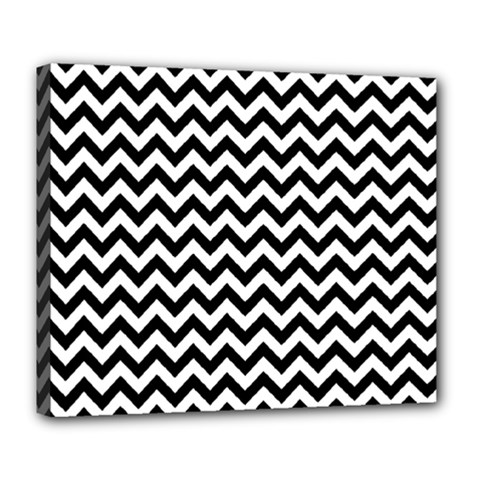 Black And White Zigzag Deluxe Canvas 24  X 20  (framed) by Zandiepants