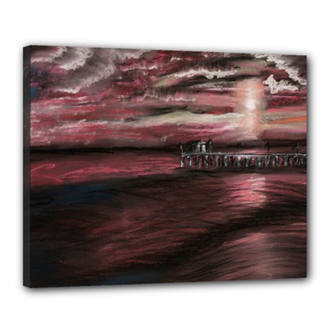 Pier At Midnight Canvas 20  X 16  (framed) by TonyaButcher