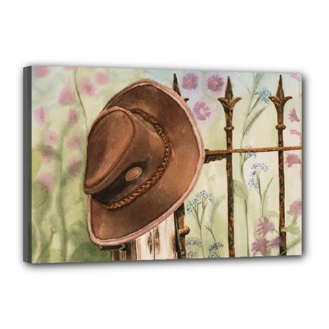 Hat On The Fence Canvas 18  X 12  (framed) by TonyaButcher