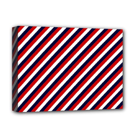 Diagonal Patriot Stripes Deluxe Canvas 16  X 12  (framed)  by StuffOrSomething