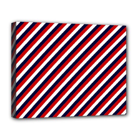 Diagonal Patriot Stripes Deluxe Canvas 20  X 16  (framed) by StuffOrSomething