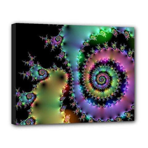Satin Rainbow, Spiral Curves Through The Cosmos Canvas 14  X 11  (framed) by DianeClancy