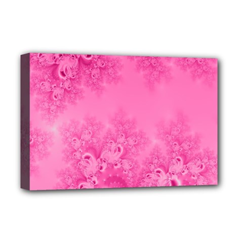 Soft Pink Frost Of Morning Fractal Deluxe Canvas 18  X 12  (framed) by Artist4God