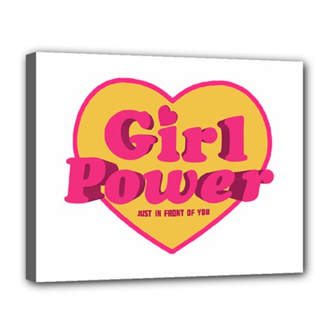 Girl Power Heart Shaped Typographic Design Quote Canvas 14  X 11  (framed) by dflcprints