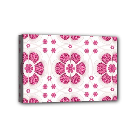 Sweety Pink Floral Pattern Mini Canvas 6  X 4  (framed) by dflcprints