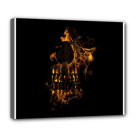 Skull Burning Digital Collage Illustration Deluxe Canvas 24  X 20  (framed) by dflcprints