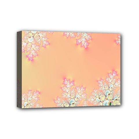 Peach Spring Frost On Flowers Fractal Mini Canvas 7  X 5  (framed) by Artist4God