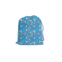 Colorful Squares Pattern Drawstring Pouch (small) by LalyLauraFLM