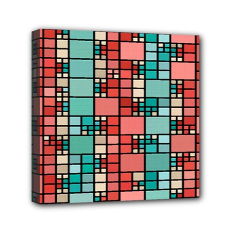 Red And Green Squares Mini Canvas 6  X 6  (stretched)