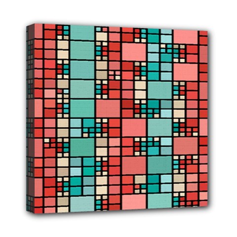 Red And Green Squares Mini Canvas 8  X 8  (stretched)