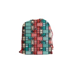 Red And Green Squares Drawstring Pouch (small)