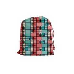 Red And Green Squares Drawstring Pouch (medium)