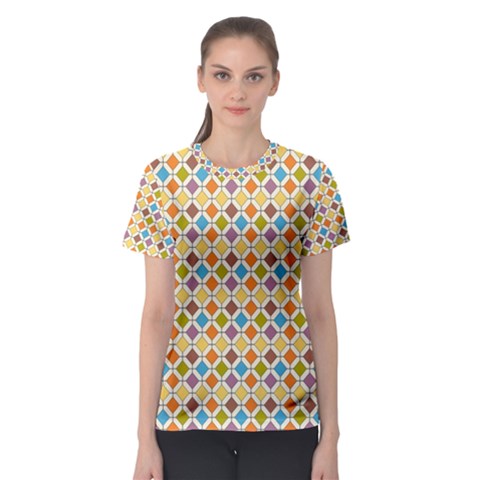 Colorful Rhombus Pattern Women s Full All Over Print Sport T-shirt by LalyLauraFLM