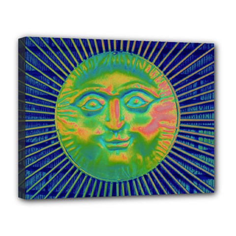 Sun Face Canvas 14  X 11  (framed) by sirhowardlee