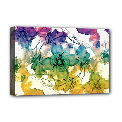 Multicolored Floral Swirls Decorative Design Deluxe Canvas 18  X 12  (framed) by dflcprints