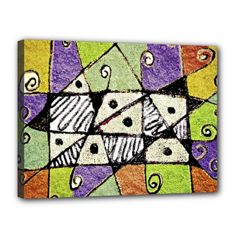 Multicolored Tribal Print Abstract Art Canvas 16  X 12  (framed) by dflcprints