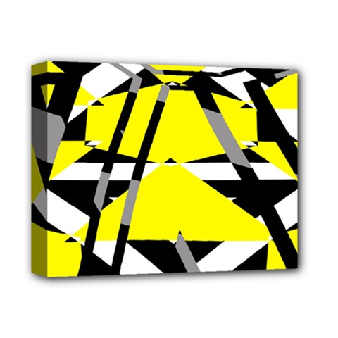 Yellow, Black And White Pieces Abstract Design Deluxe Canvas 14  X 11  (stretched) by LalyLauraFLM