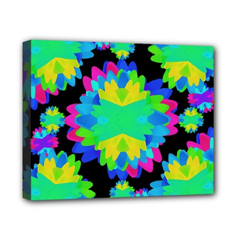 Multicolored Floral Print Geometric Modern Pattern Canvas 10  X 8  (framed) by dflcprints