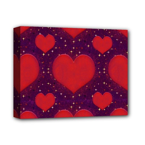 Galaxy Hearts Grunge Style Pattern Deluxe Canvas 14  X 11  (framed) by dflcprints