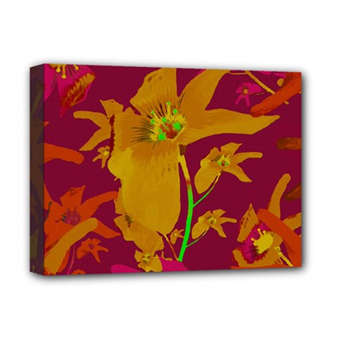 Tropical Hawaiian Style Lilies Collage Deluxe Canvas 16  X 12  (framed)  by dflcprints