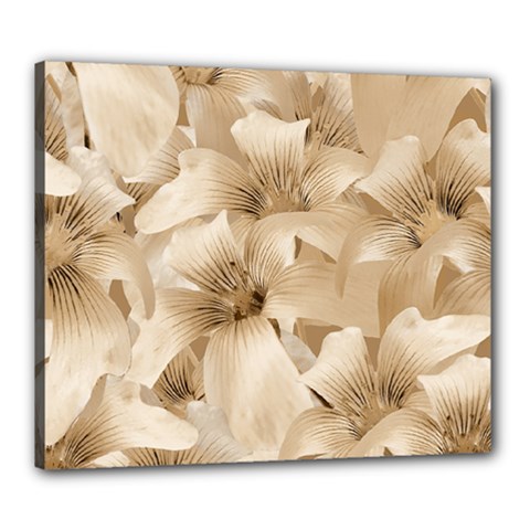 Elegant Floral Pattern In Light Beige Tones Canvas 24  X 20  (framed) by dflcprints