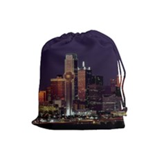 Dallas Skyline At Night Drawstring Pouch (large) by StuffOrSomething