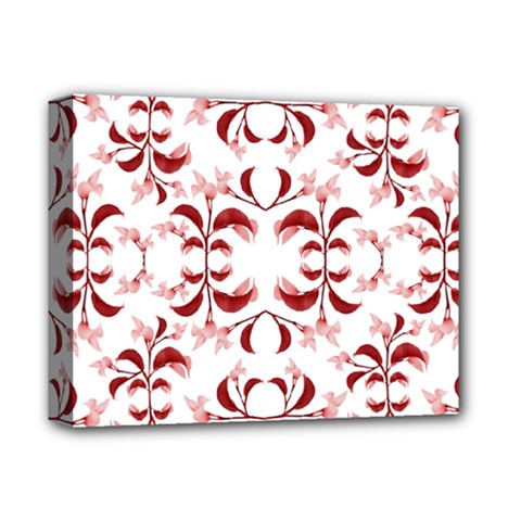 Floral Print Modern Pattern In Red And White Tones Deluxe Canvas 14  X 11  (framed) by dflcprints