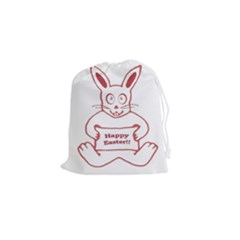 Cute Bunny Happy Easter Drawing I Drawstring Pouch (small) by dflcprints