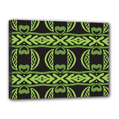 Green Shapes On A Black Background Pattern Canvas 16  X 12  (stretched) by LalyLauraFLM