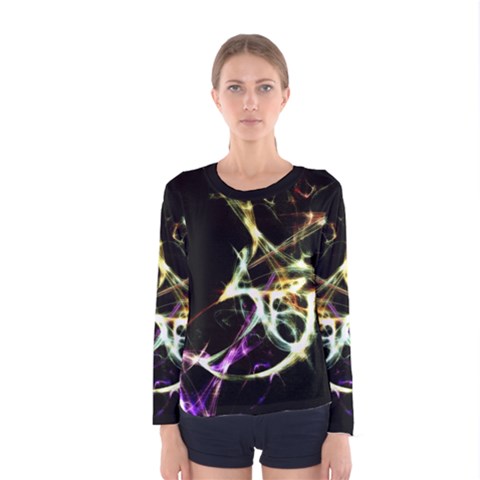 Futuristic Galaxy Dance  Long Sleeve T-shirt (women) by dflcprintsclothing