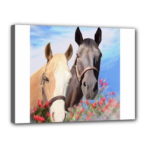 Miwok Horses Canvas 16  X 12  (framed) by JulianneOsoske