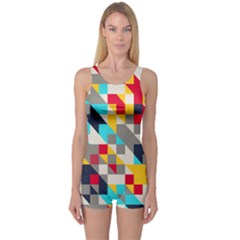 Colorful Shapes Women s Boyleg Swimsuit by LalyLauraFLM