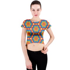 Floral Pattern Crew Neck Crop Top by LalyLauraFLM