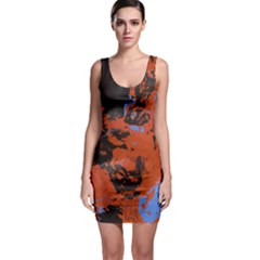 Orange Blue Black Texture Bodycon Dress by LalyLauraFLM