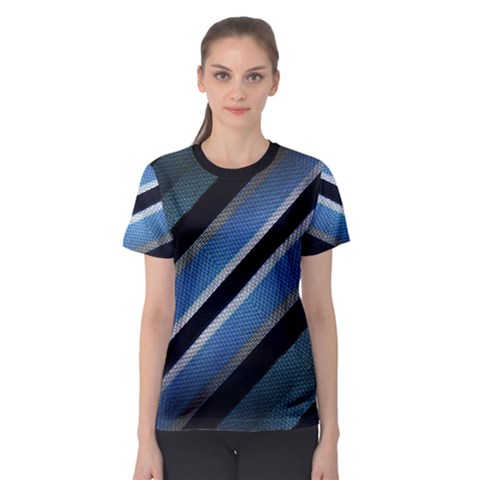 Geometric Stripes Print Women s Sport Mesh Tee by dflcprintsclothing