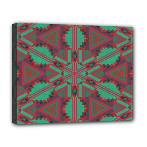 Green Tribal Star Deluxe Canvas 20  X 16  (stretched) by LalyLauraFLM