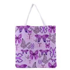 Purple Awareness Butterflies Grocery Tote Bag by FunWithFibro