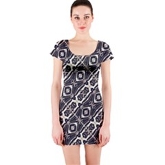Retro Decorative Pattern Short Sleeve Bodycon Dress by dflcprintsclothing
